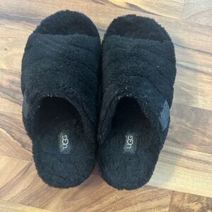 UGG Black Plush Slip-On Slides